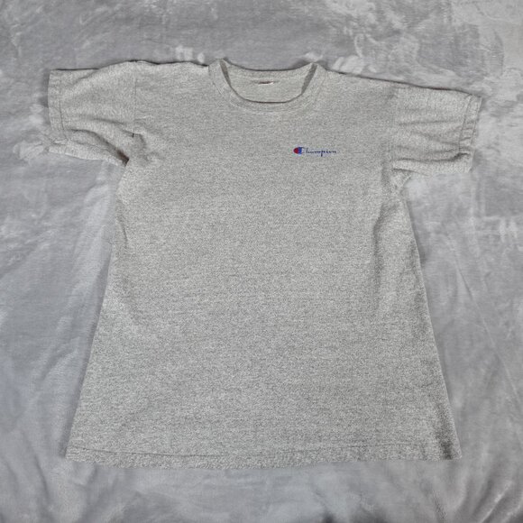 Vintage Champion Script T Shirt Mens L (Fits M) Made In USA 80s Gray - Picture 1 of 8